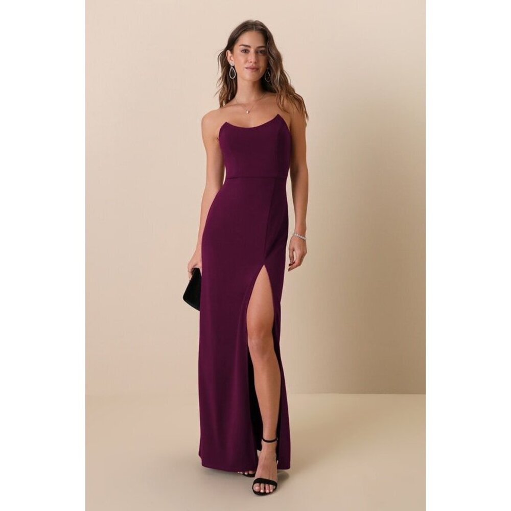 Lulus Sensational Beauty Plum Purple Strapless Maxi Dress - Size XL